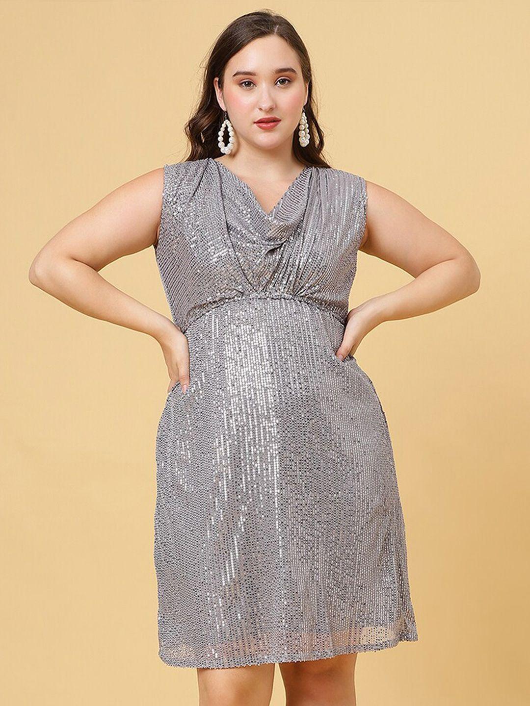 curvy lane cowl neck sequin embellished empire dress