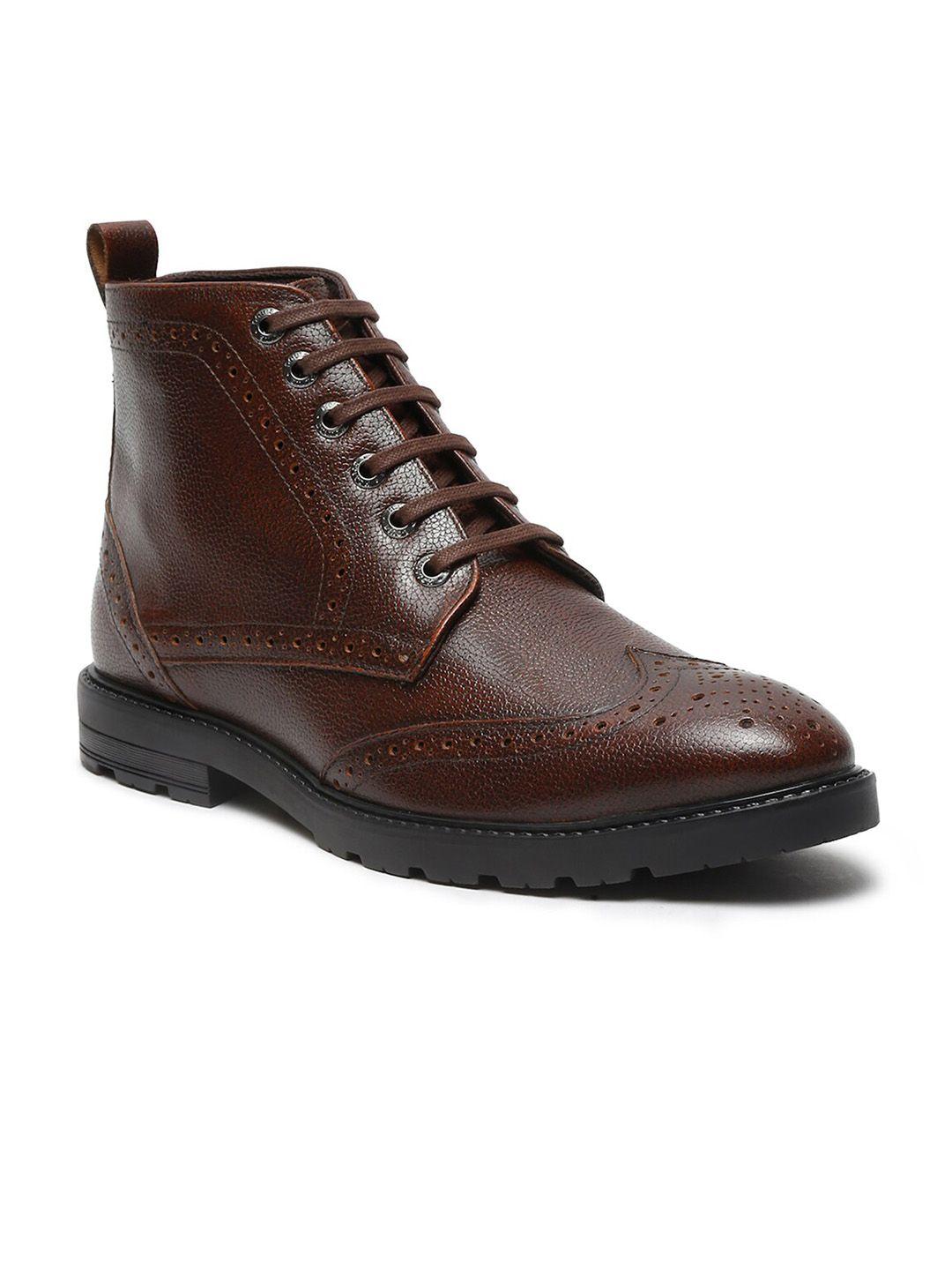 louis stitch men mid-top textured leather biker boots