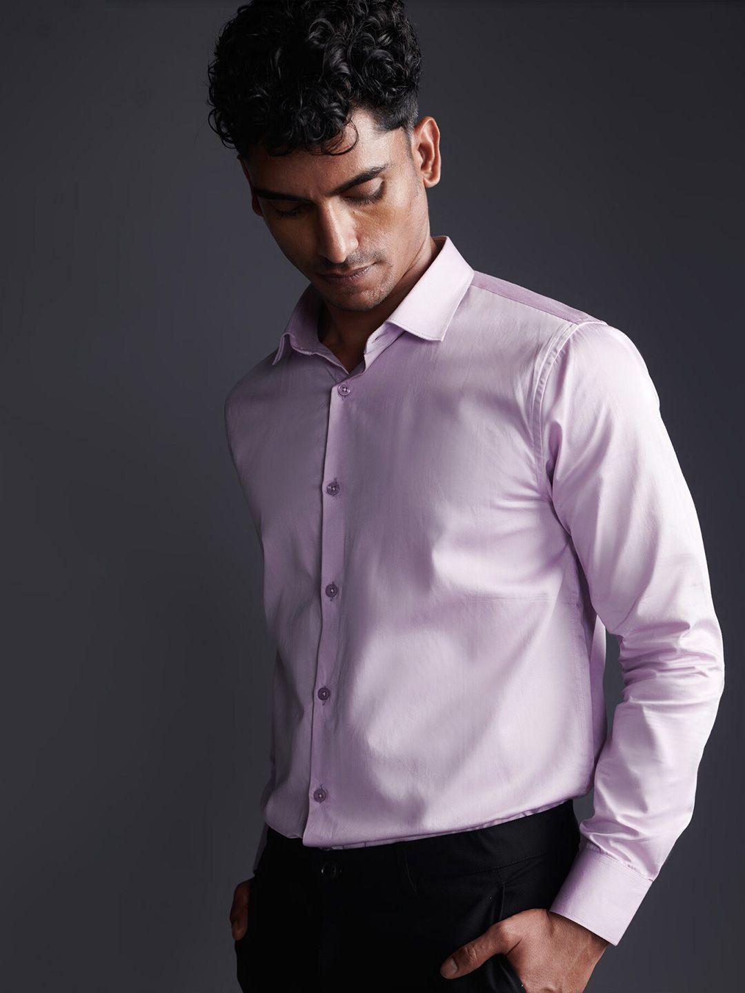 beyours men lavender classic opaque casual shirt