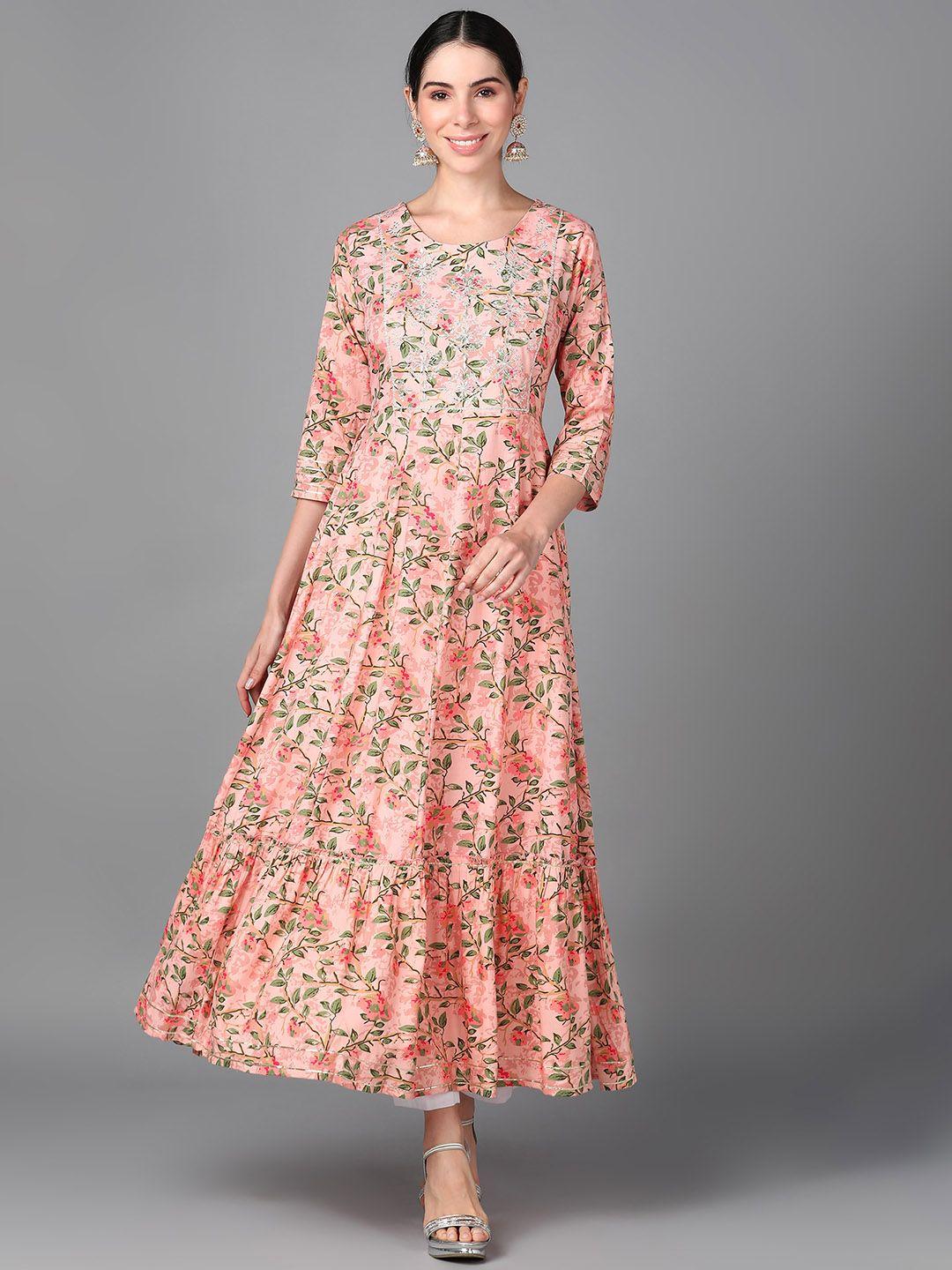 aayumi floral printed gotta patti detail anarkali kurta