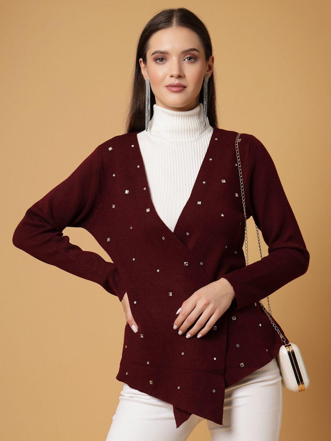 mafadeny embellished button shrug