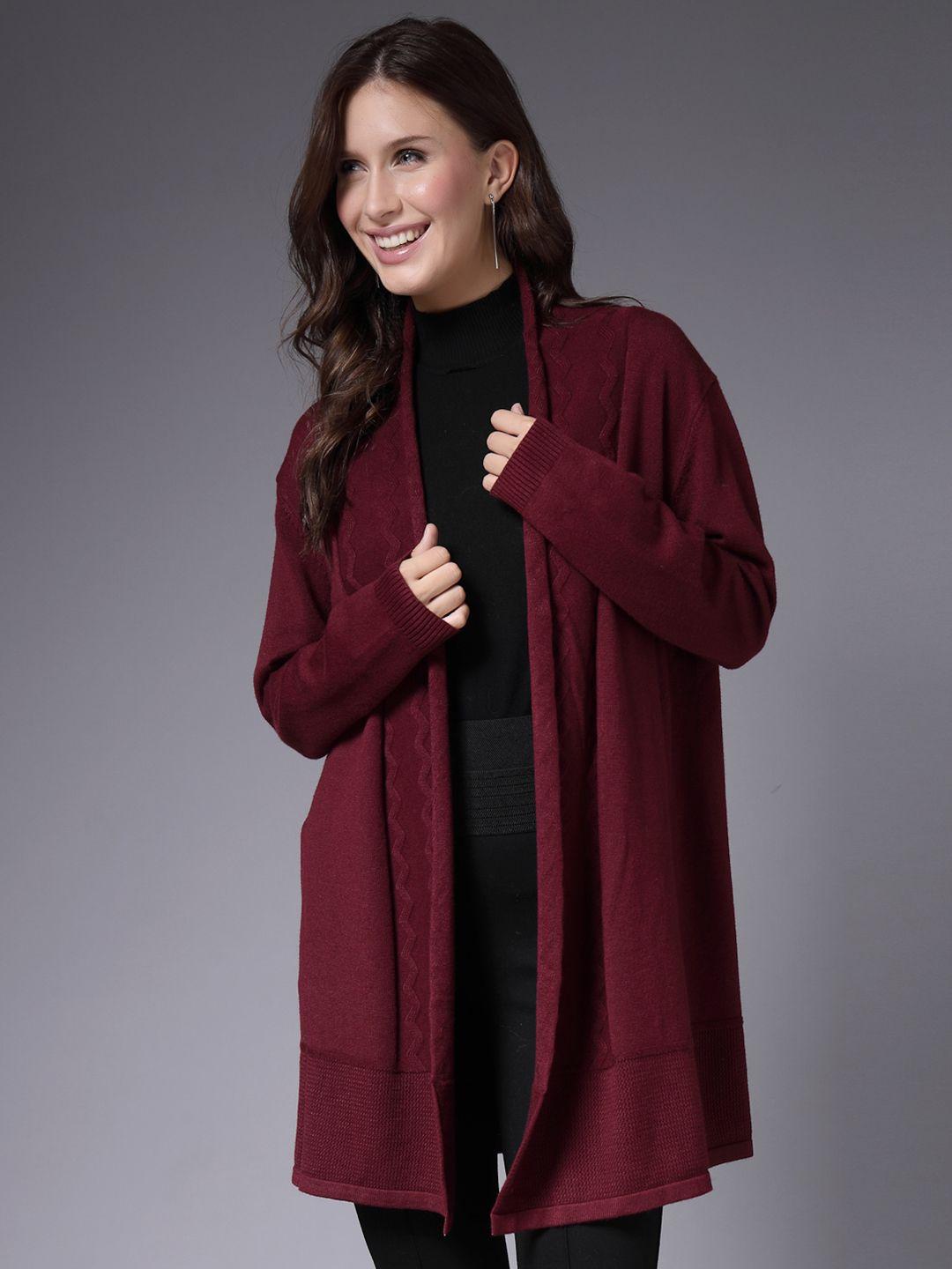 mafadeny women maroon longline shrug