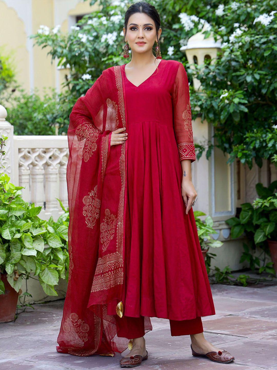 kalini anarkali kurta with trousers & dupatta