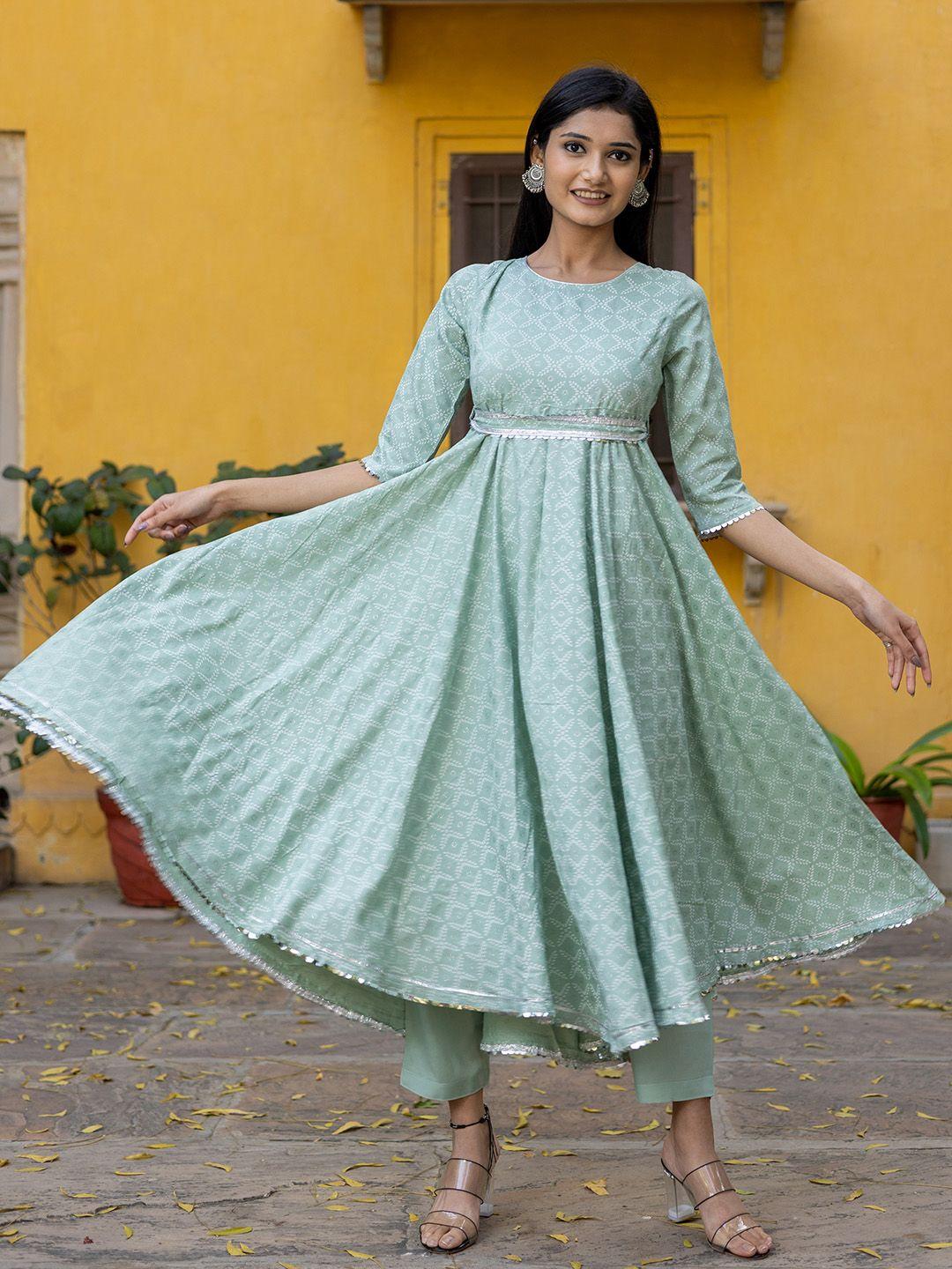 kasya floral printed anarkali kurta with trousers