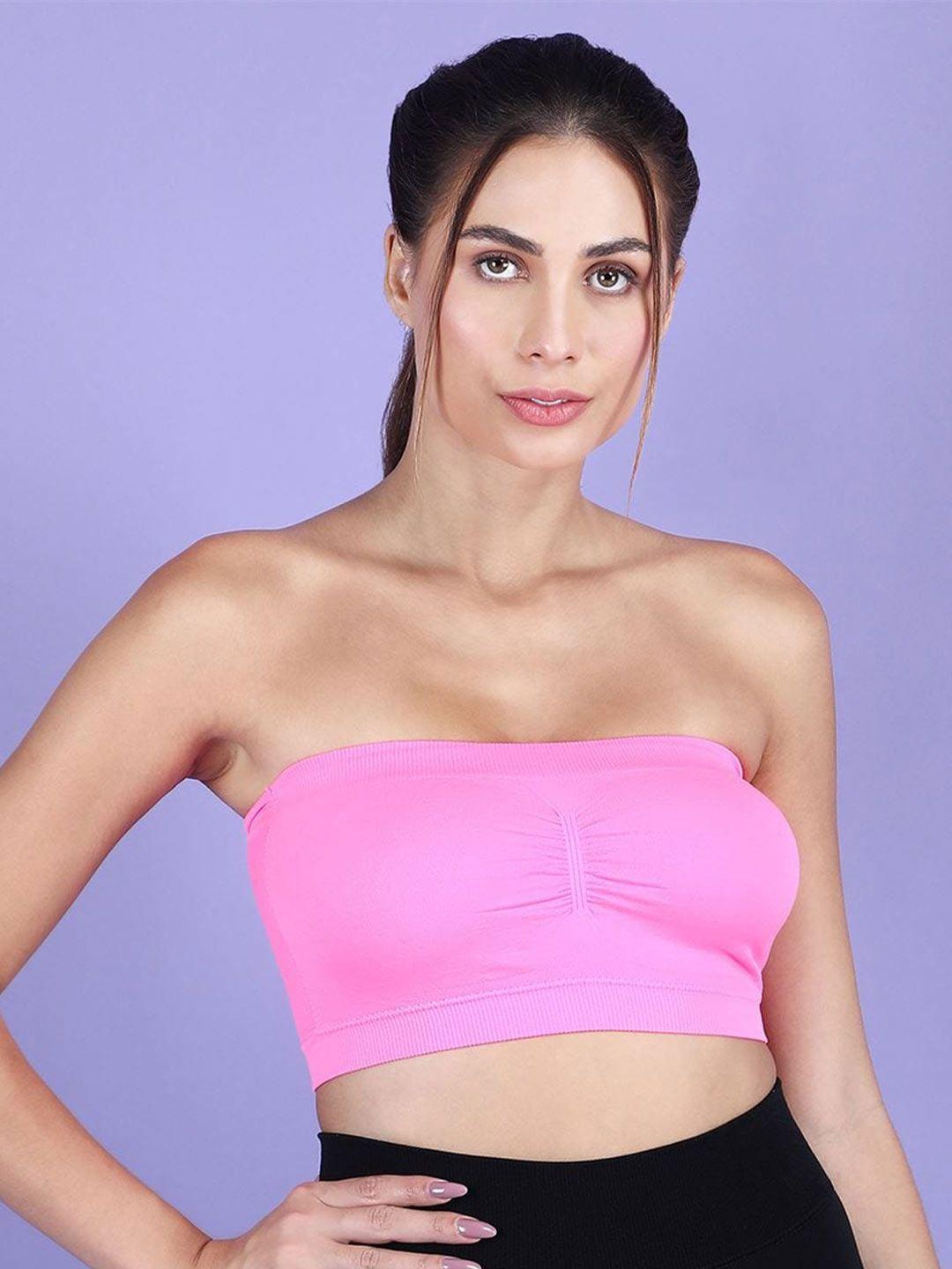 hill islands pink bandeau bra full coverage