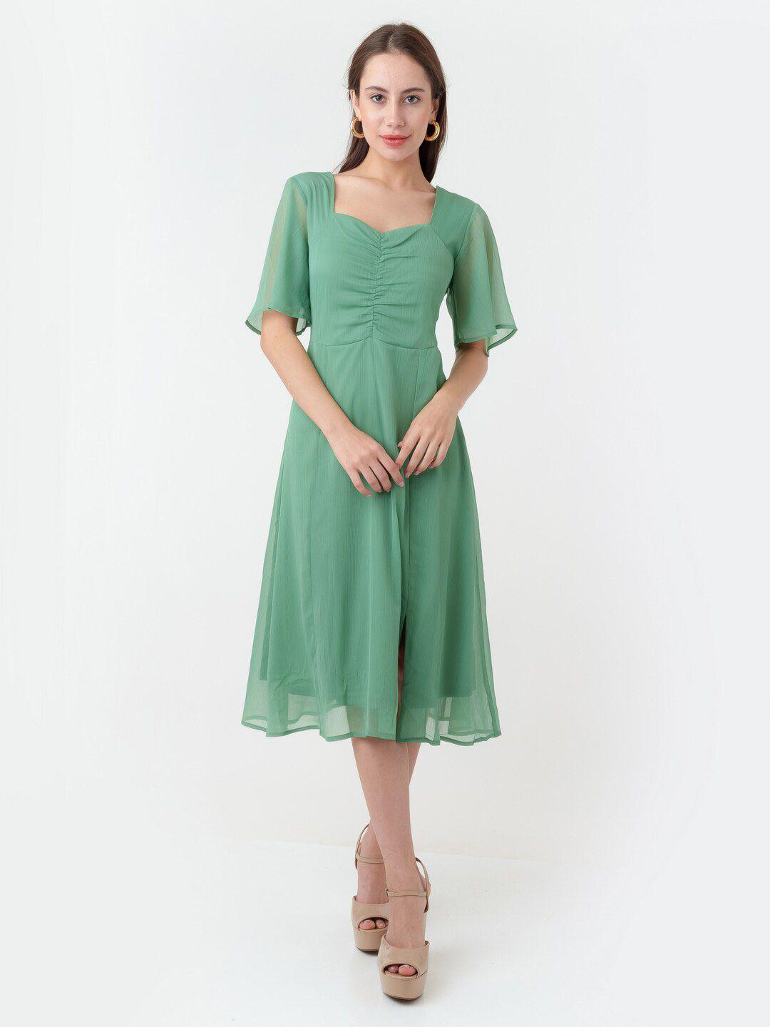 zink london square neck fit & flare dress