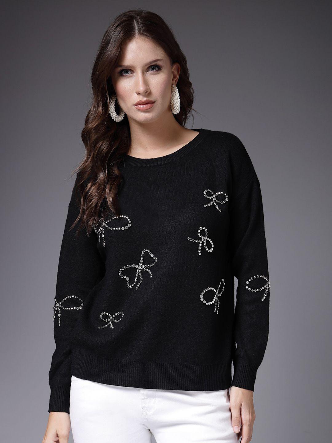 mafadeny black embellished top