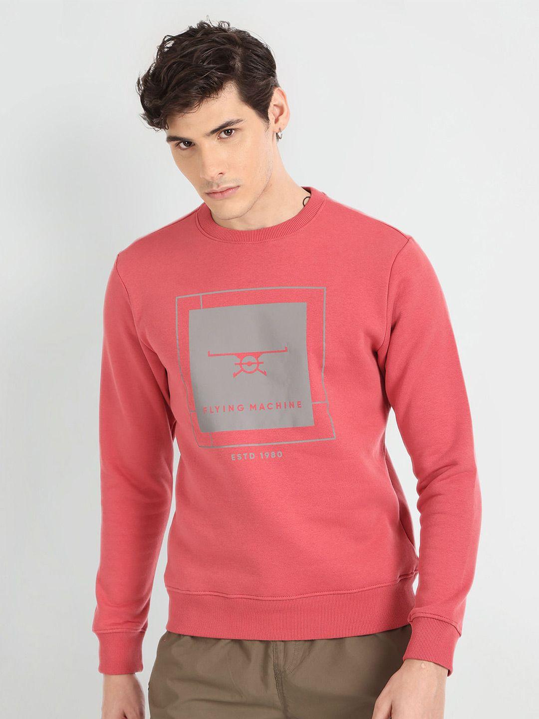 flying machine graphic printed round neck pullover sweatshirt