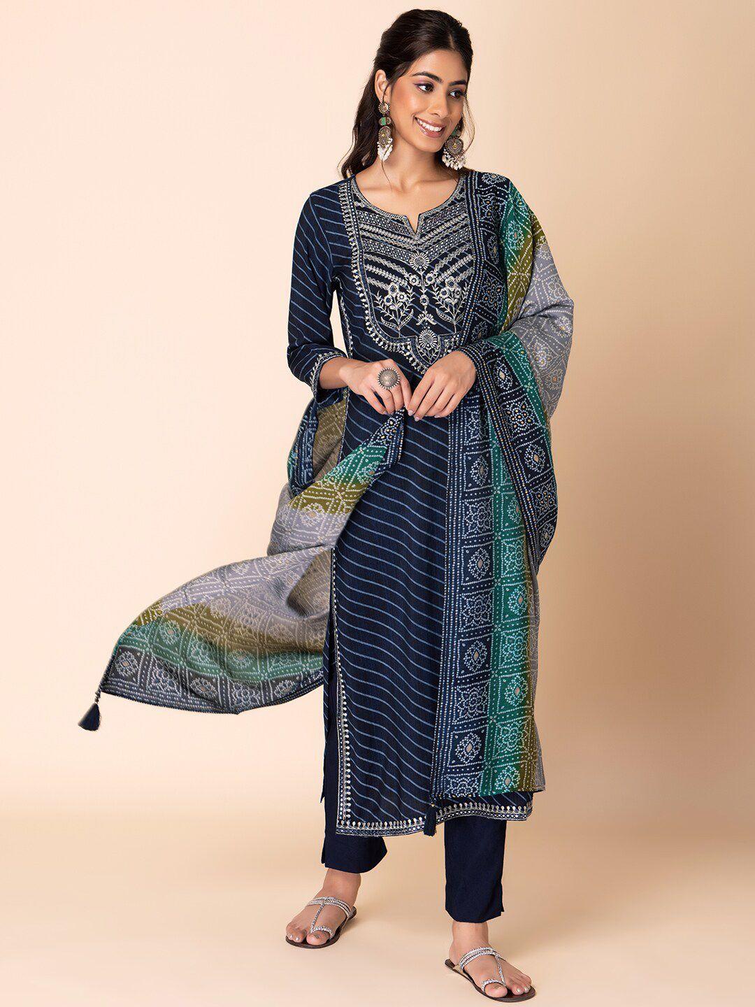 indya striped straight kurta set