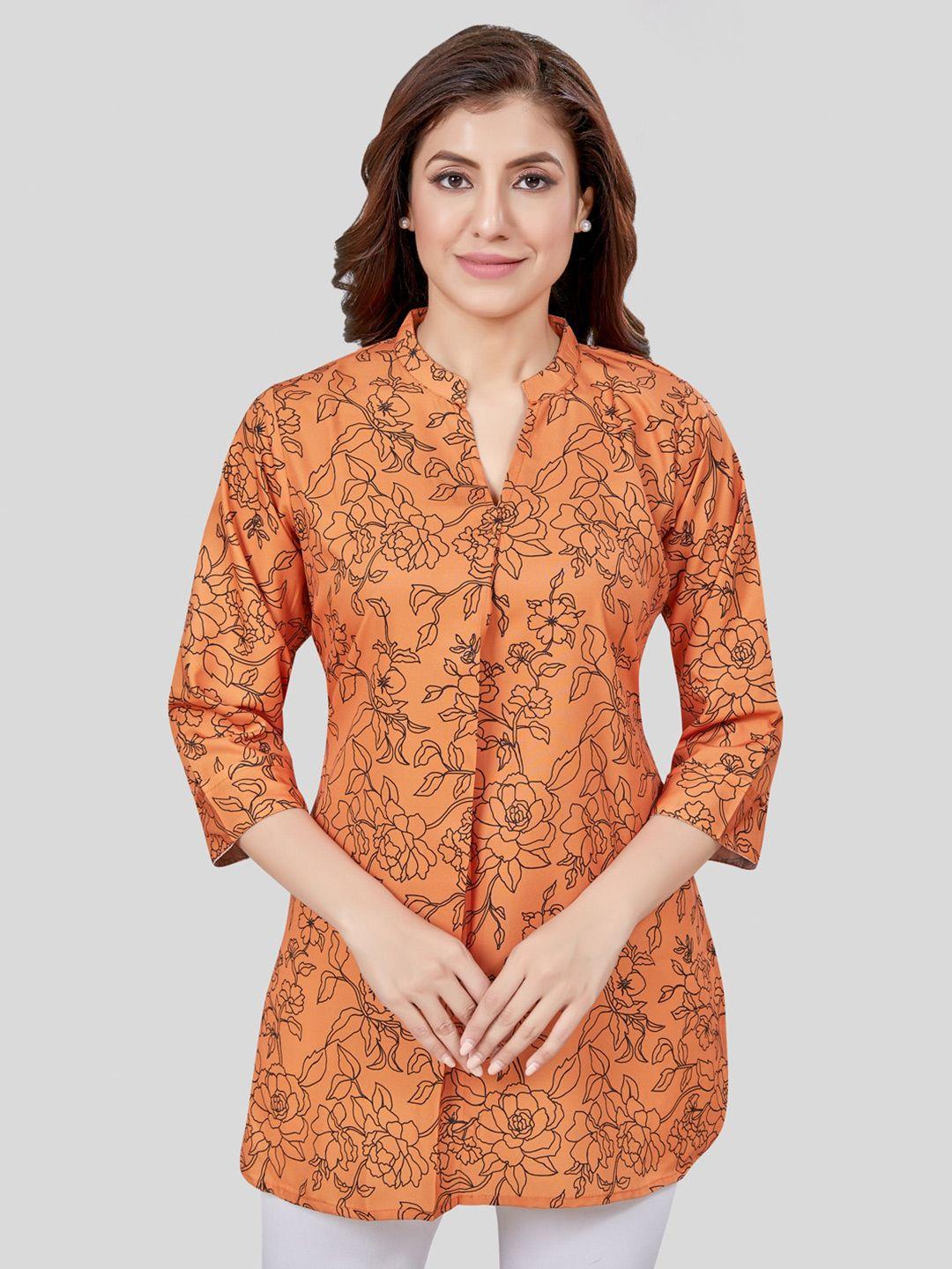 saree swarg rust & black floral printed kurti