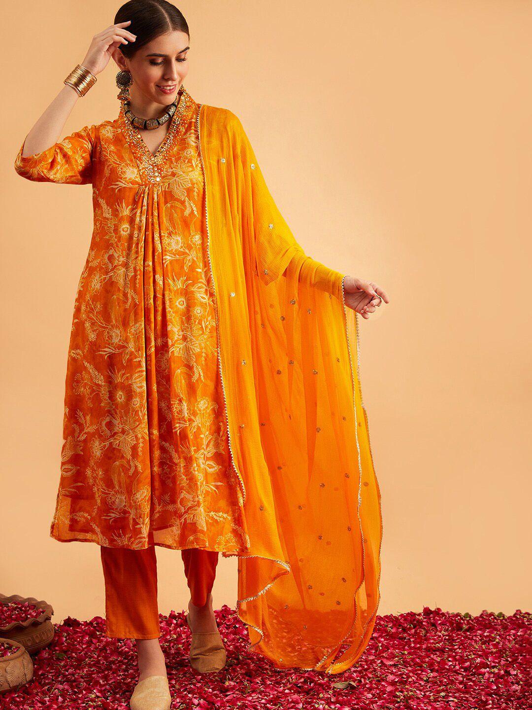 sangria printed a line kurta set