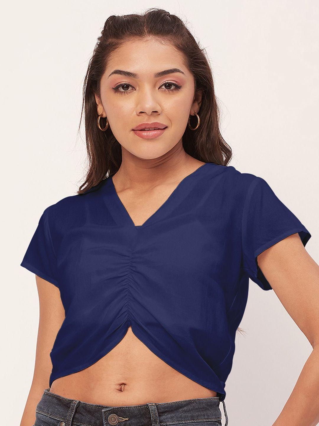 moomaya blue wrap crop top