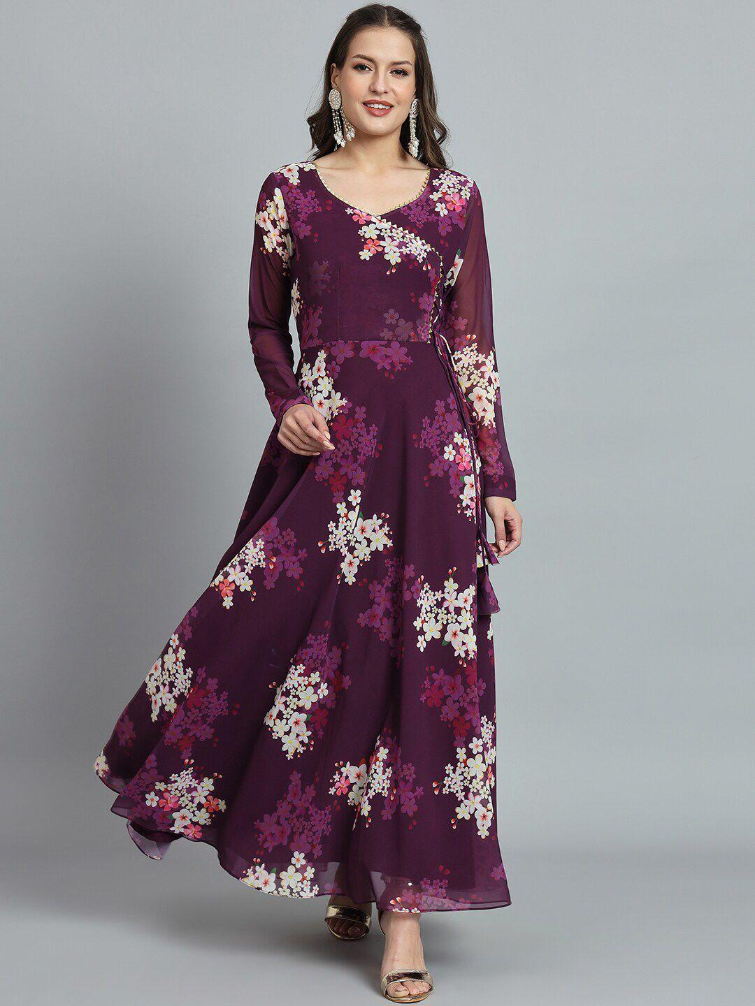 kalini printed fit-flared maxi gown