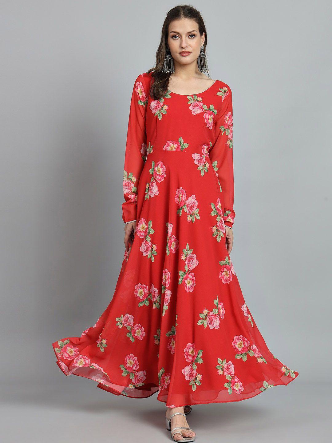 kalini printed fit-flared maxi gown