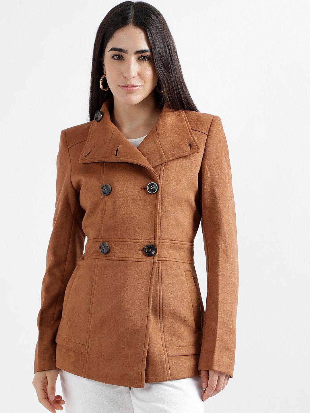 elle spread collar double-breasted pea coat