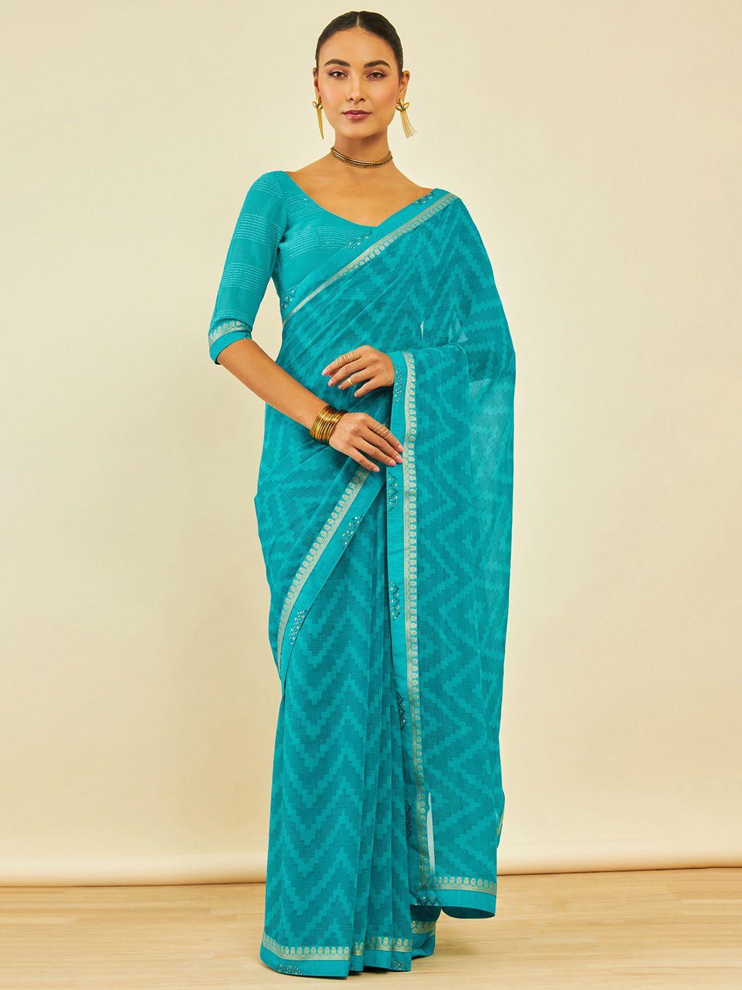 soch chevron printed sequinned saree