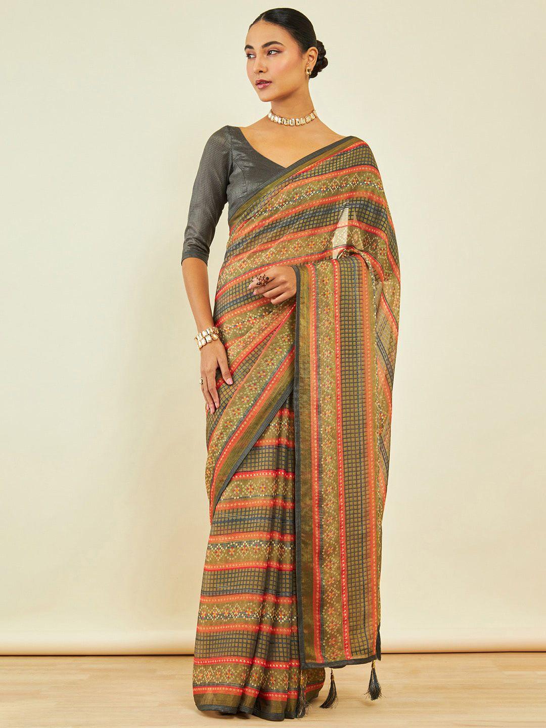 soch bandhani printed bandhani saree