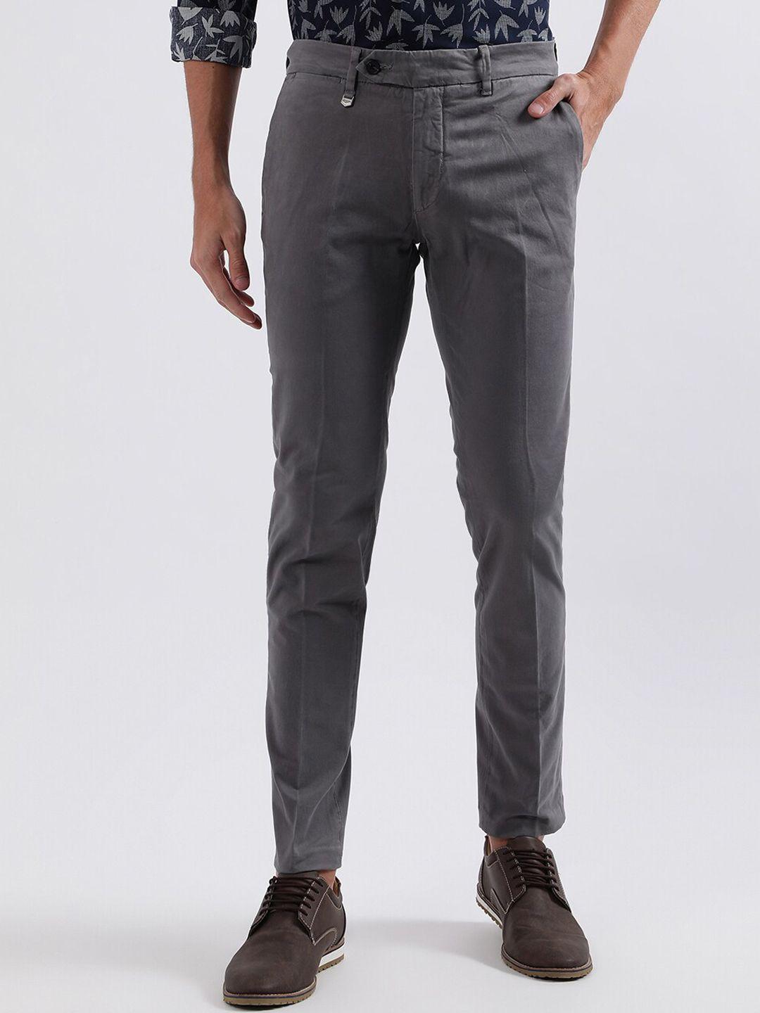 antony morato men skinny fit mid-rise plain chinos trousers