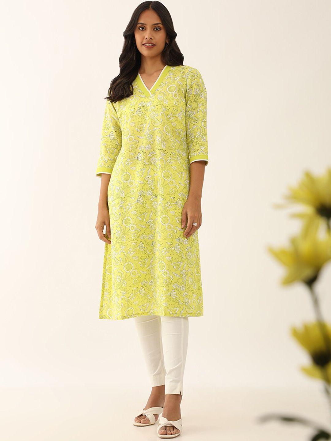 taneira ethnic motifs printed thread work pure cotton straight kurta