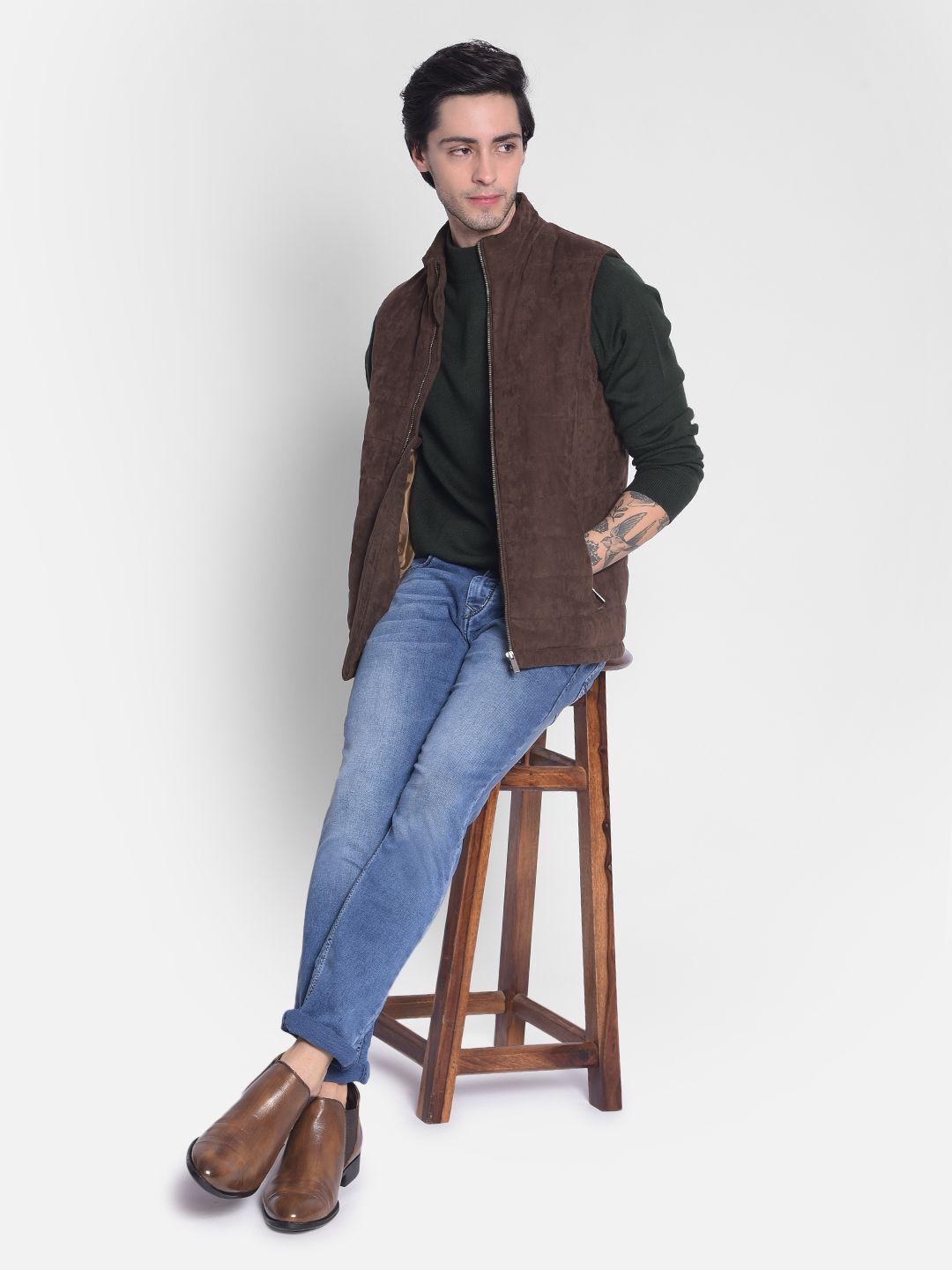 crimsoune club mock collar lightweight suede tailored jacket