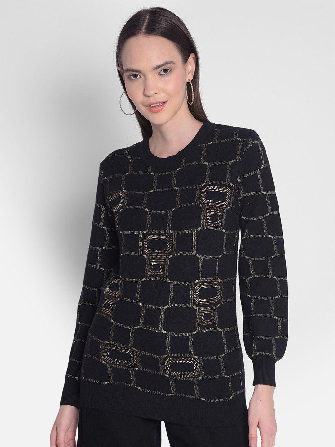 crimsoune club geometric embellished pullover sweater