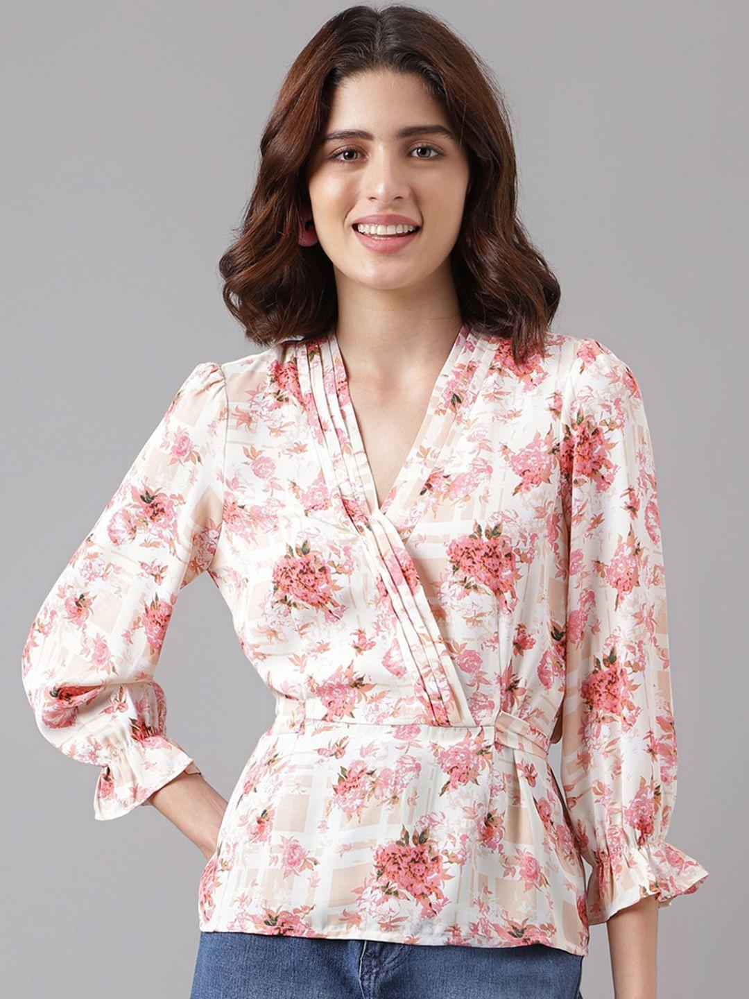 latin quarters floral printed wrap top