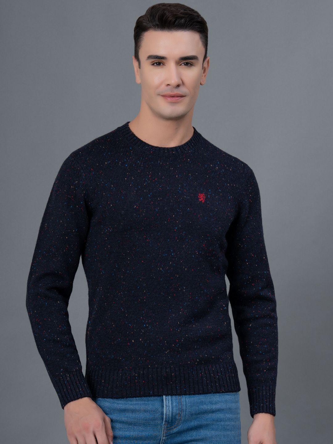 red tape speckled acrylic pullover