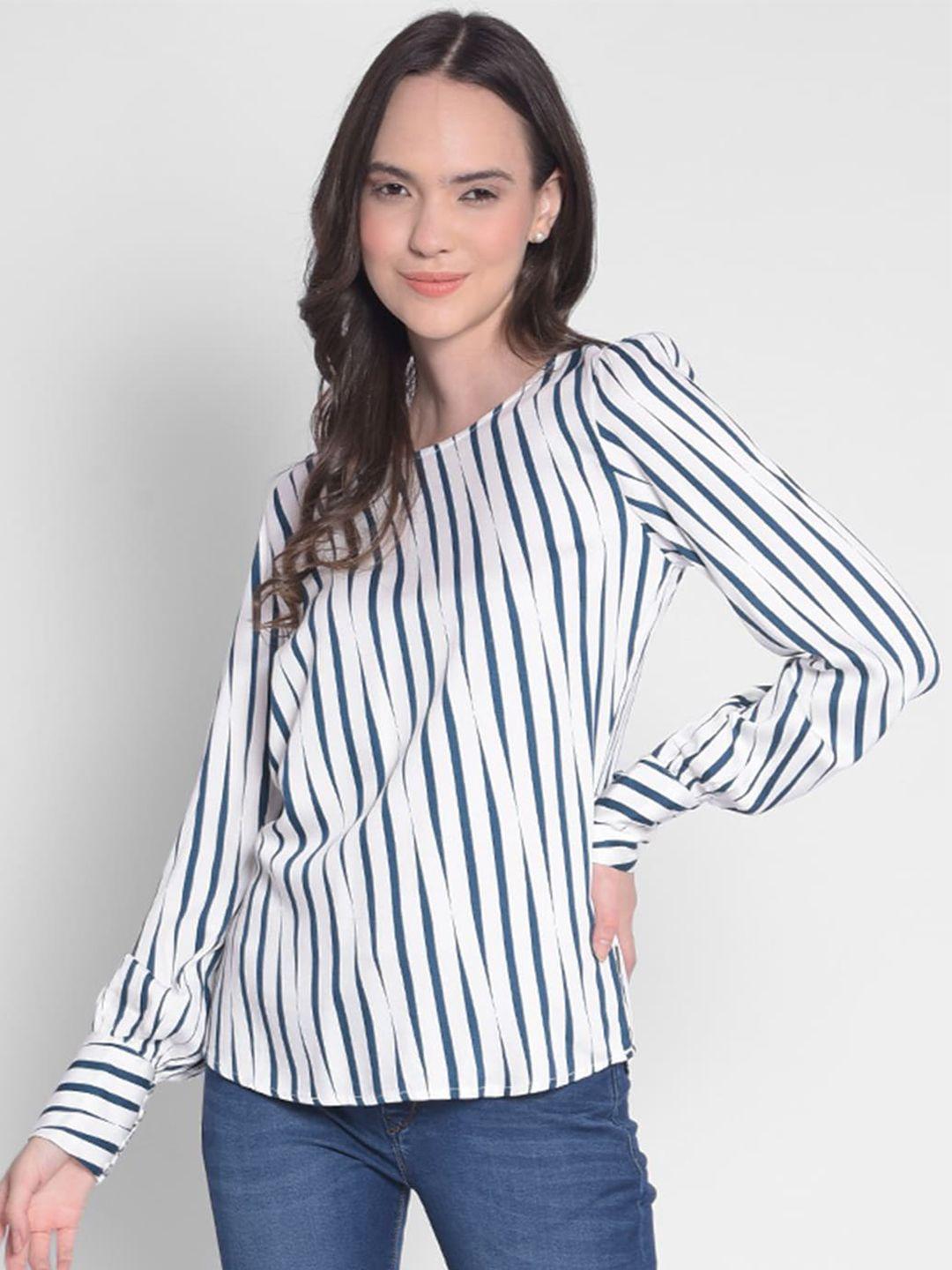 crimsoune club striped round neck cuffed sleeves lyocell regular top