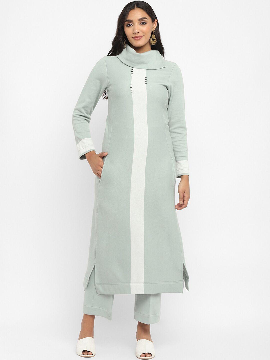 stado colourblocked turtle neck kurta with trousers