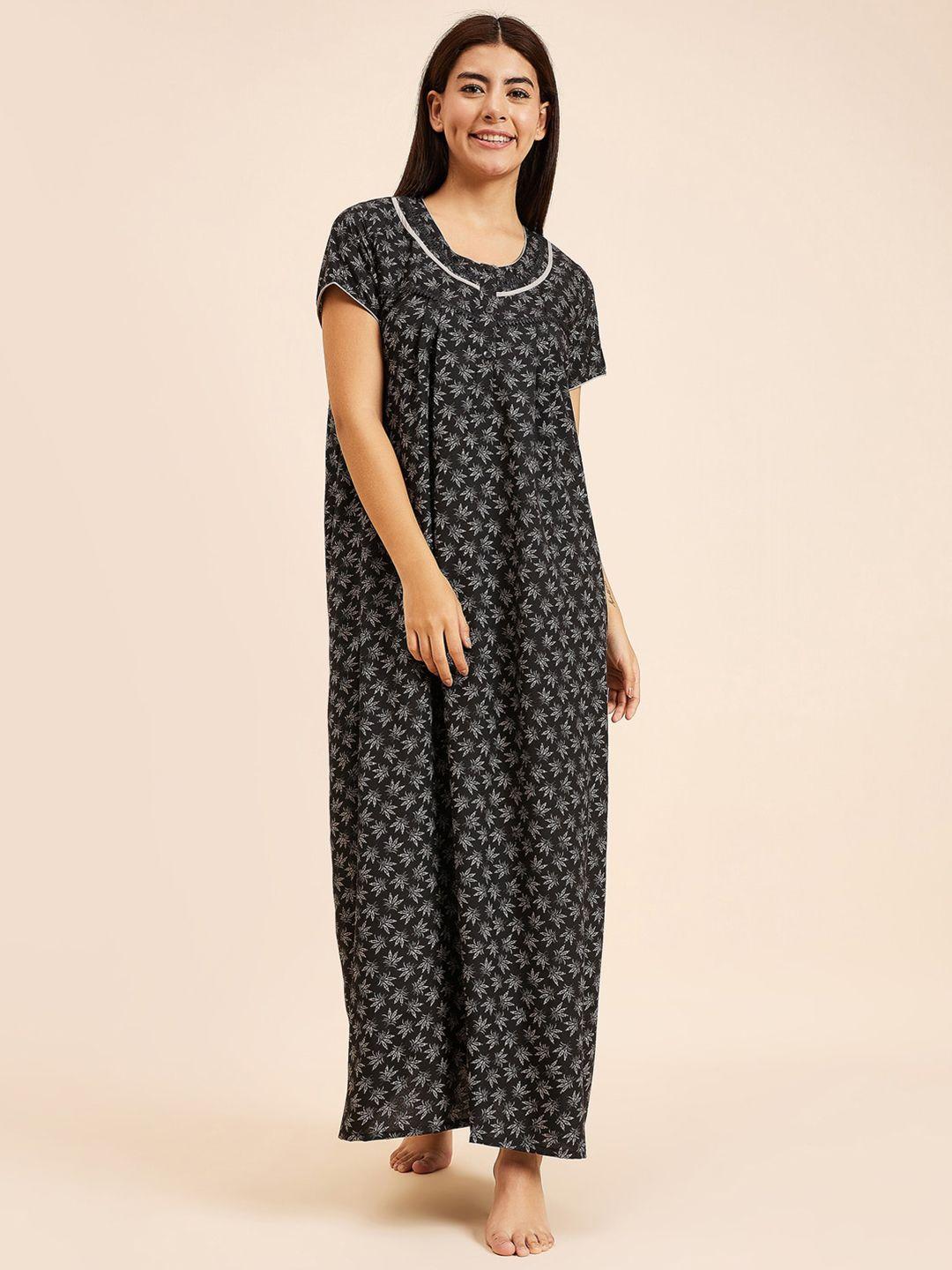 sweet dreams black printed maxi nightdress