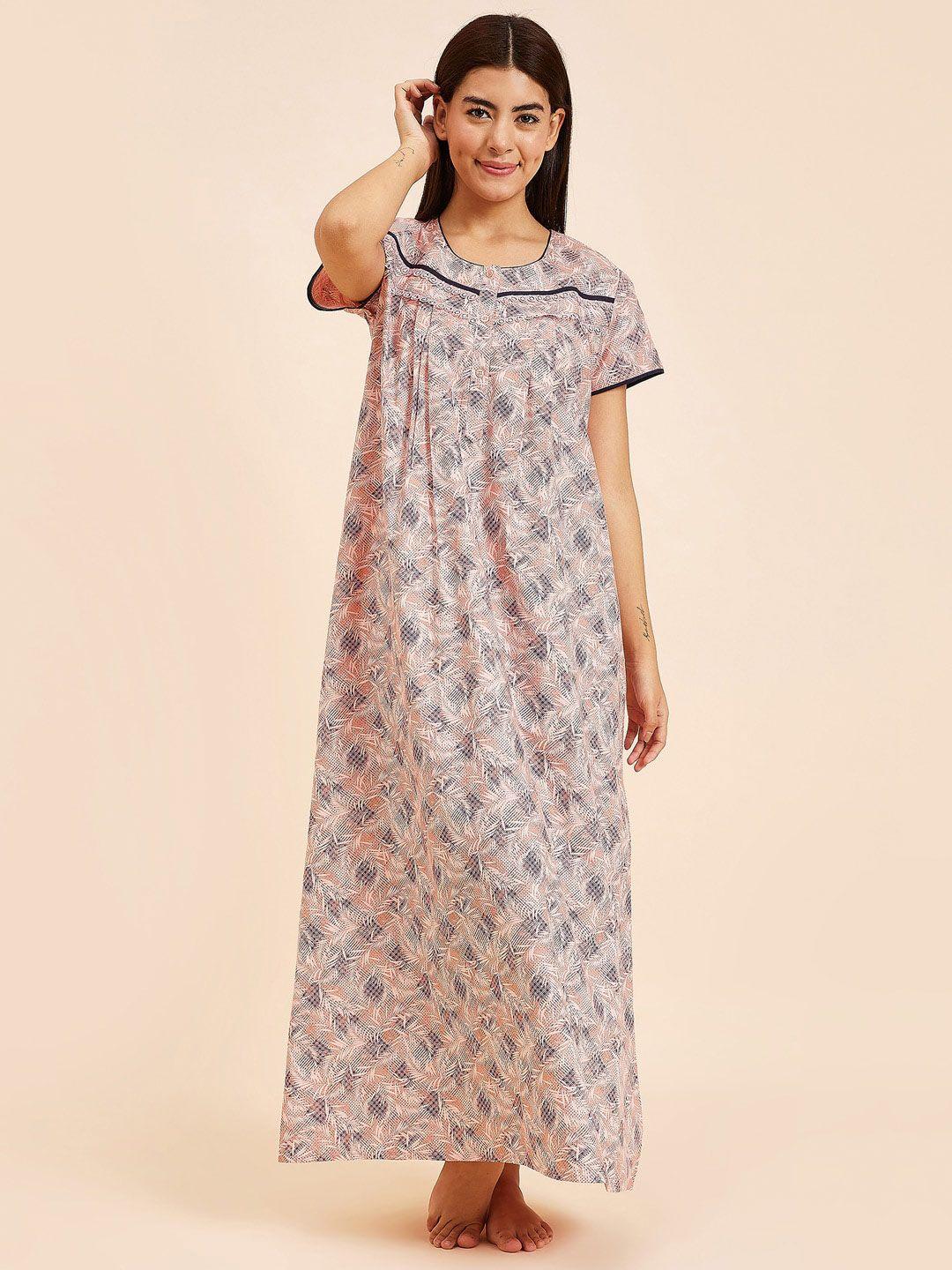 sweet dreams floral printed pure cotton maxi nightdress