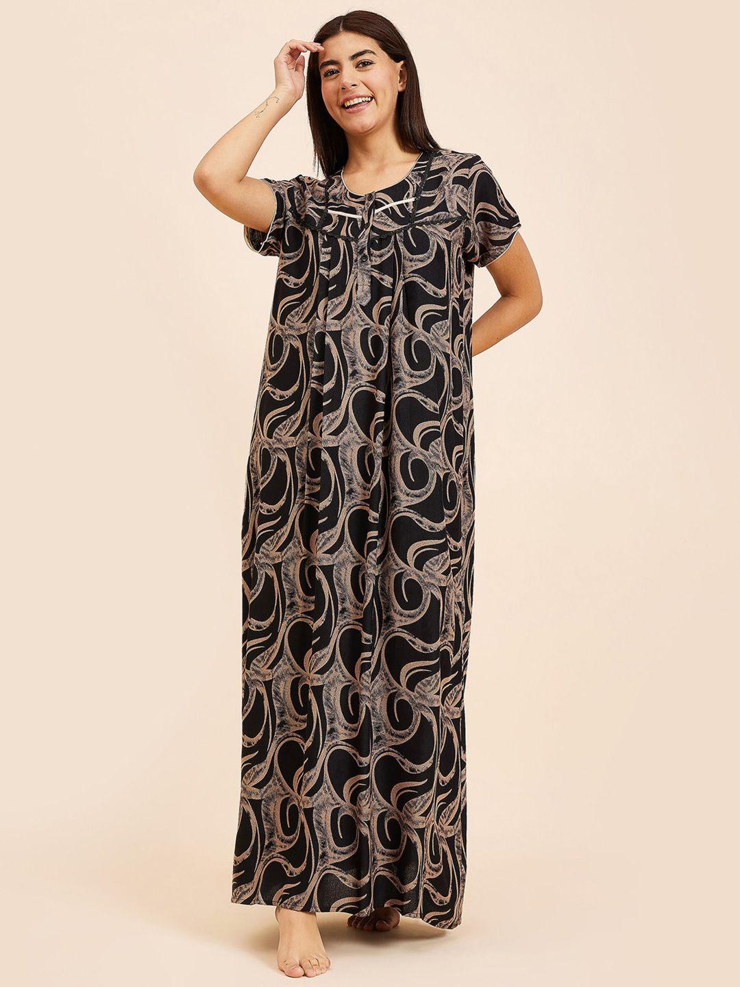 sweet dreams black printed maxi nightdress