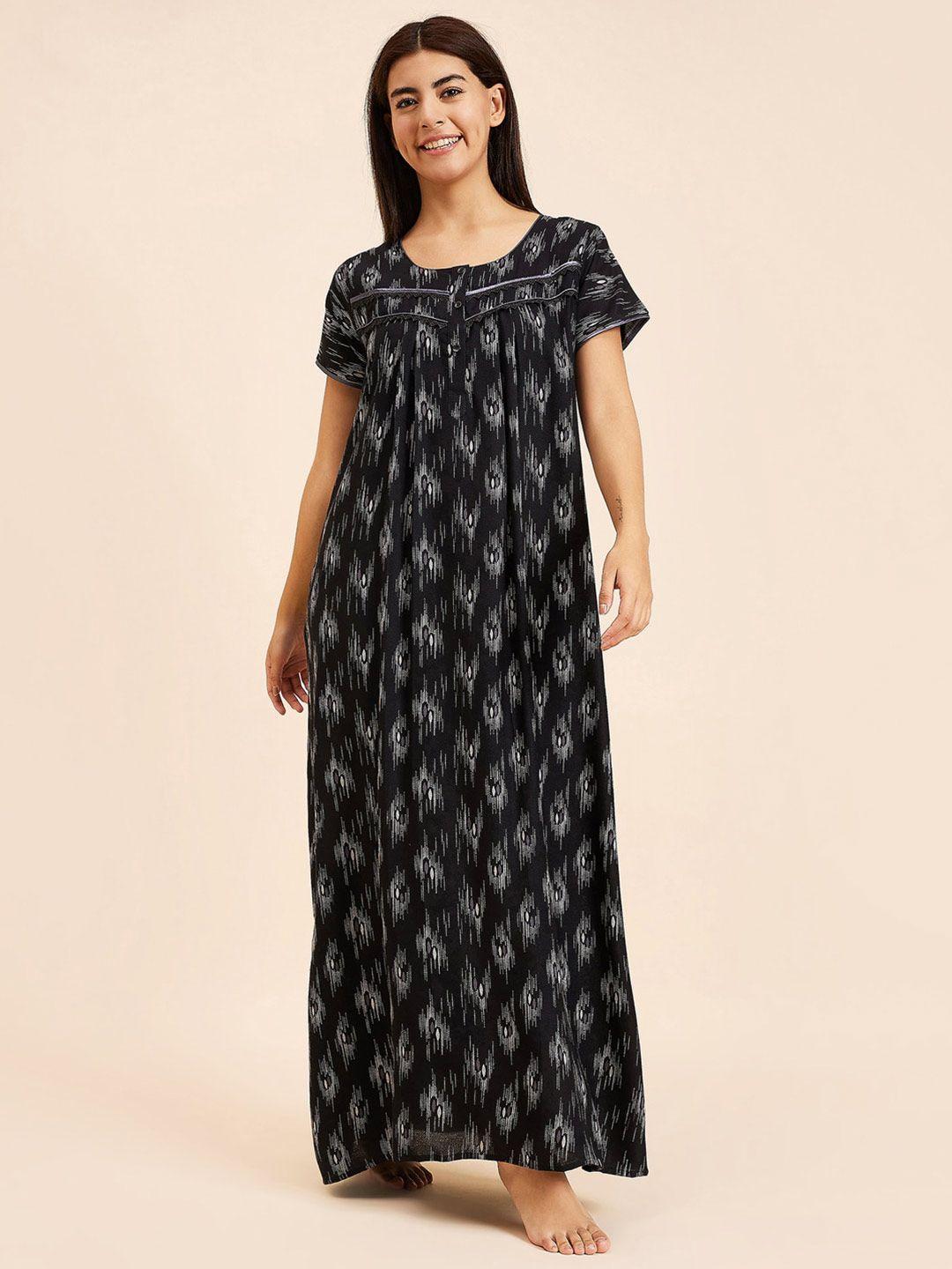 sweet dreams black printed maxi nightdress