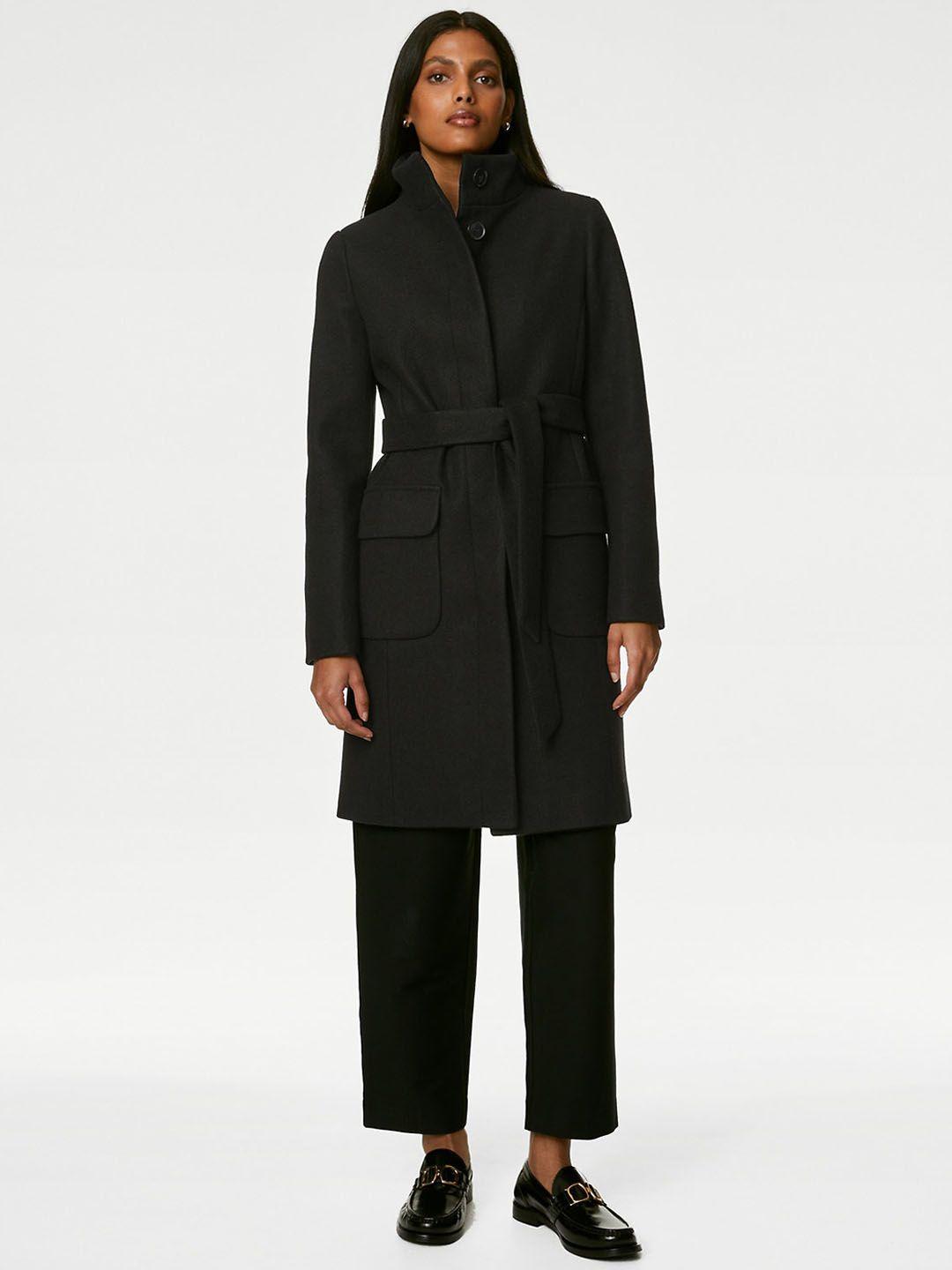 marks & spencer belted mock collar single-breasted overcoat