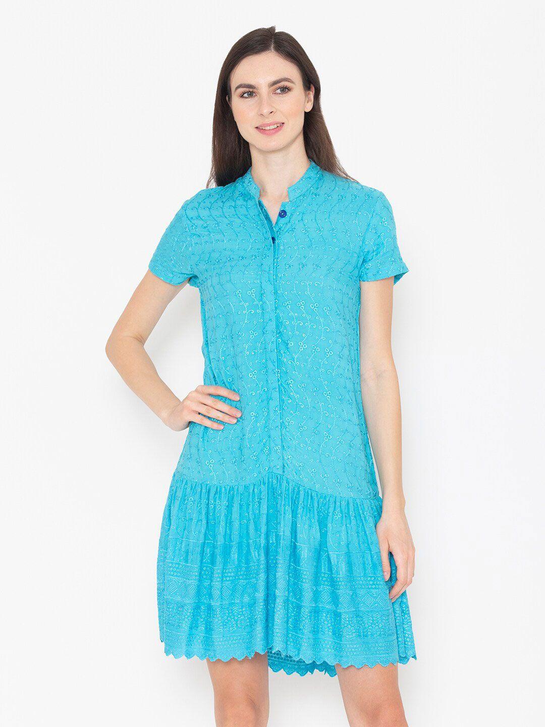 entellus turquoise blue shirt dress