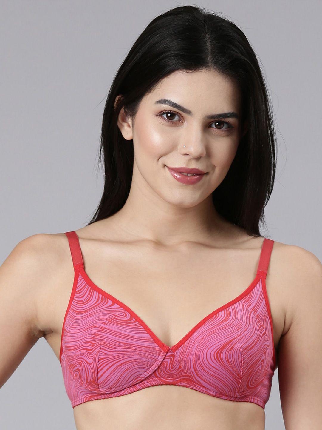 enamor abstract medium seamless coverage lightly padded cotton bra all day coverage