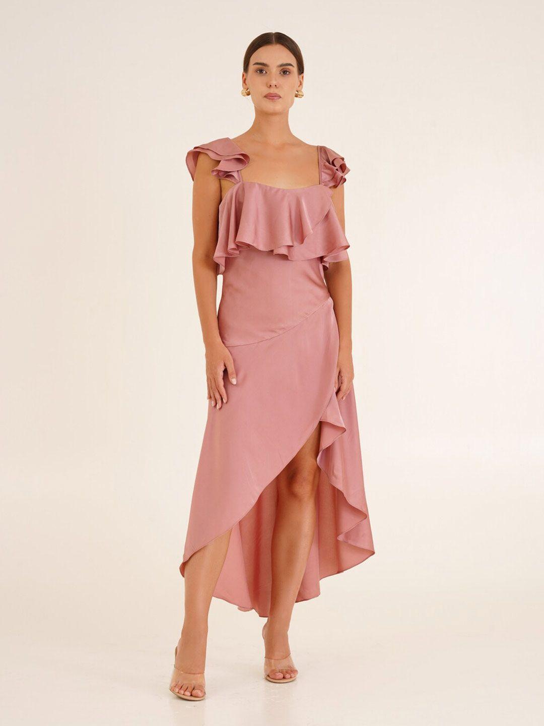 ipso facto flutter sleeves ruffled sheath dress