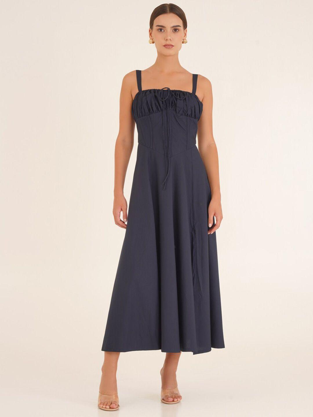 ipso facto navy blue a-line midi dress