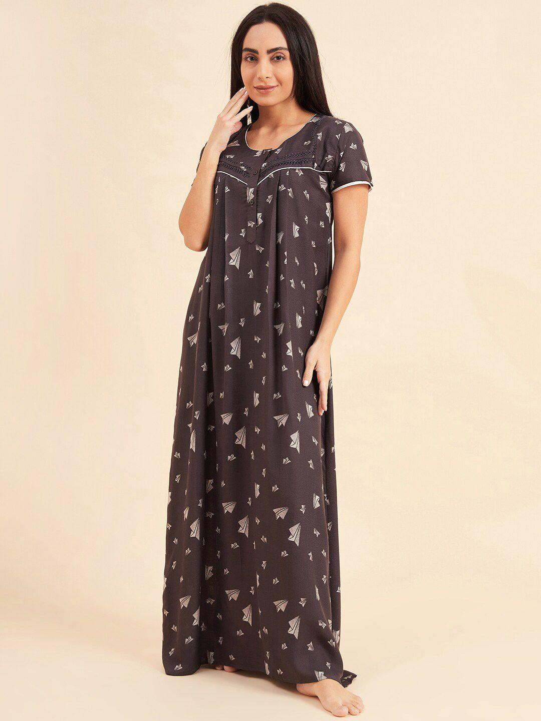 sweet dreams grey printed maxi nightdress