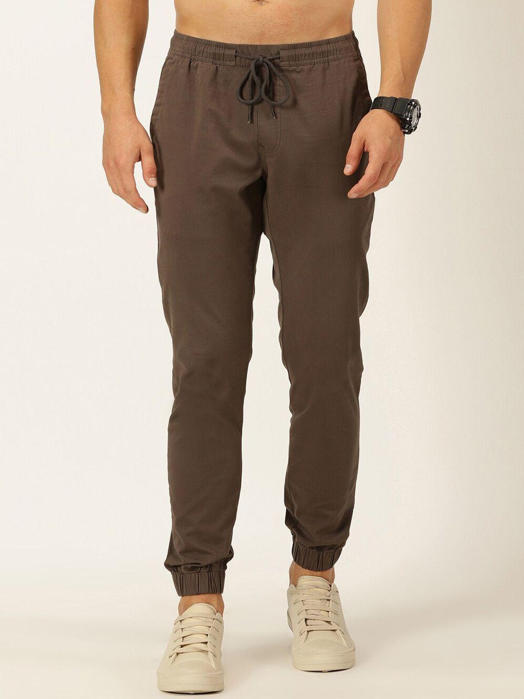 mast & harbour men coffee brown smart easy wash joggers trousers