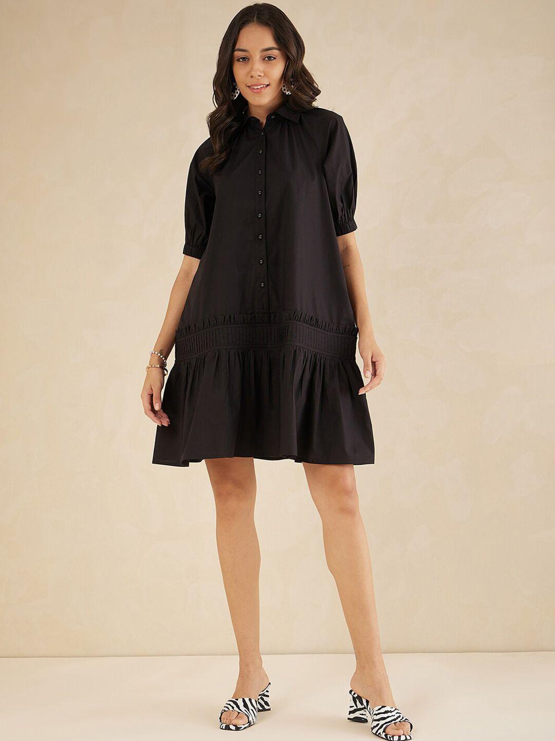 femella shirt collar cotton a-line dress