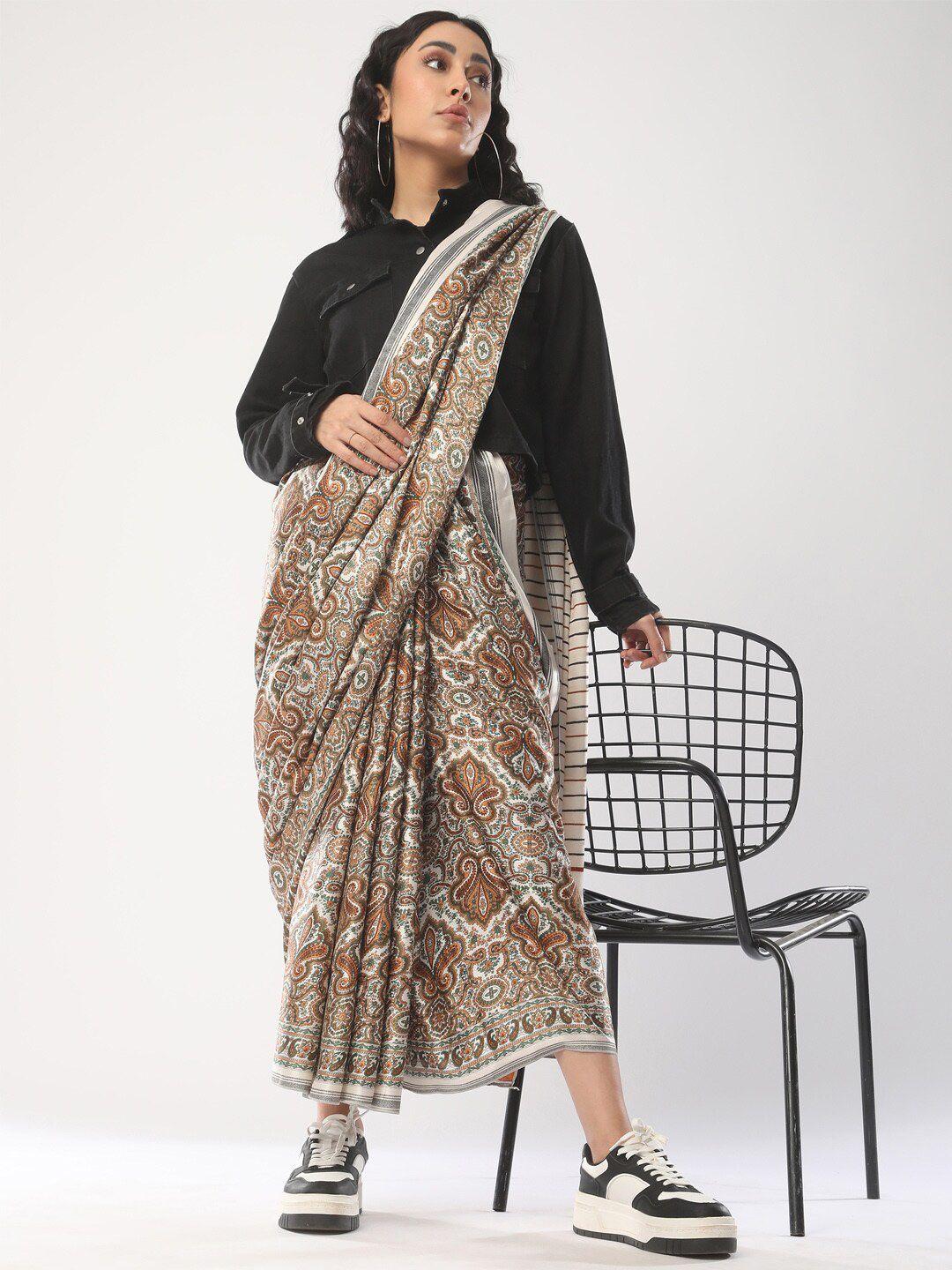 mitera paisley printed pashmina bagru saree