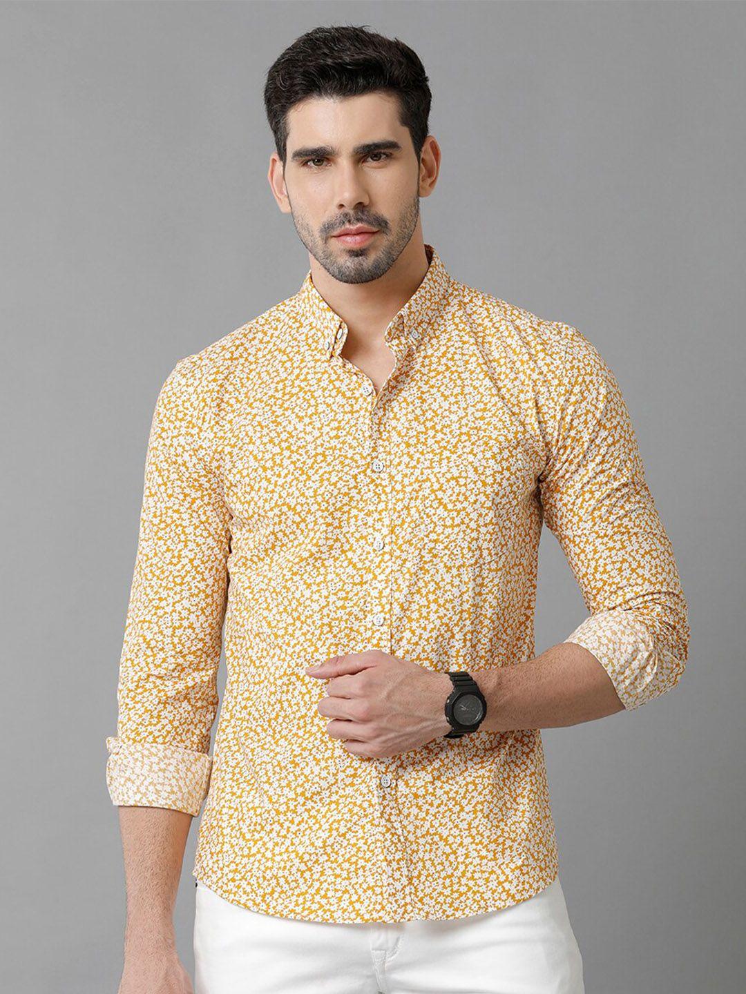 yovish comfort floral printed button-down collar cotton casual shirt