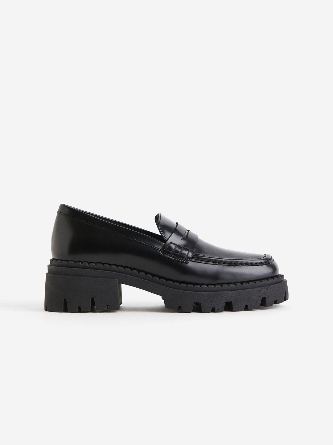 h&m women chunky leather loafers