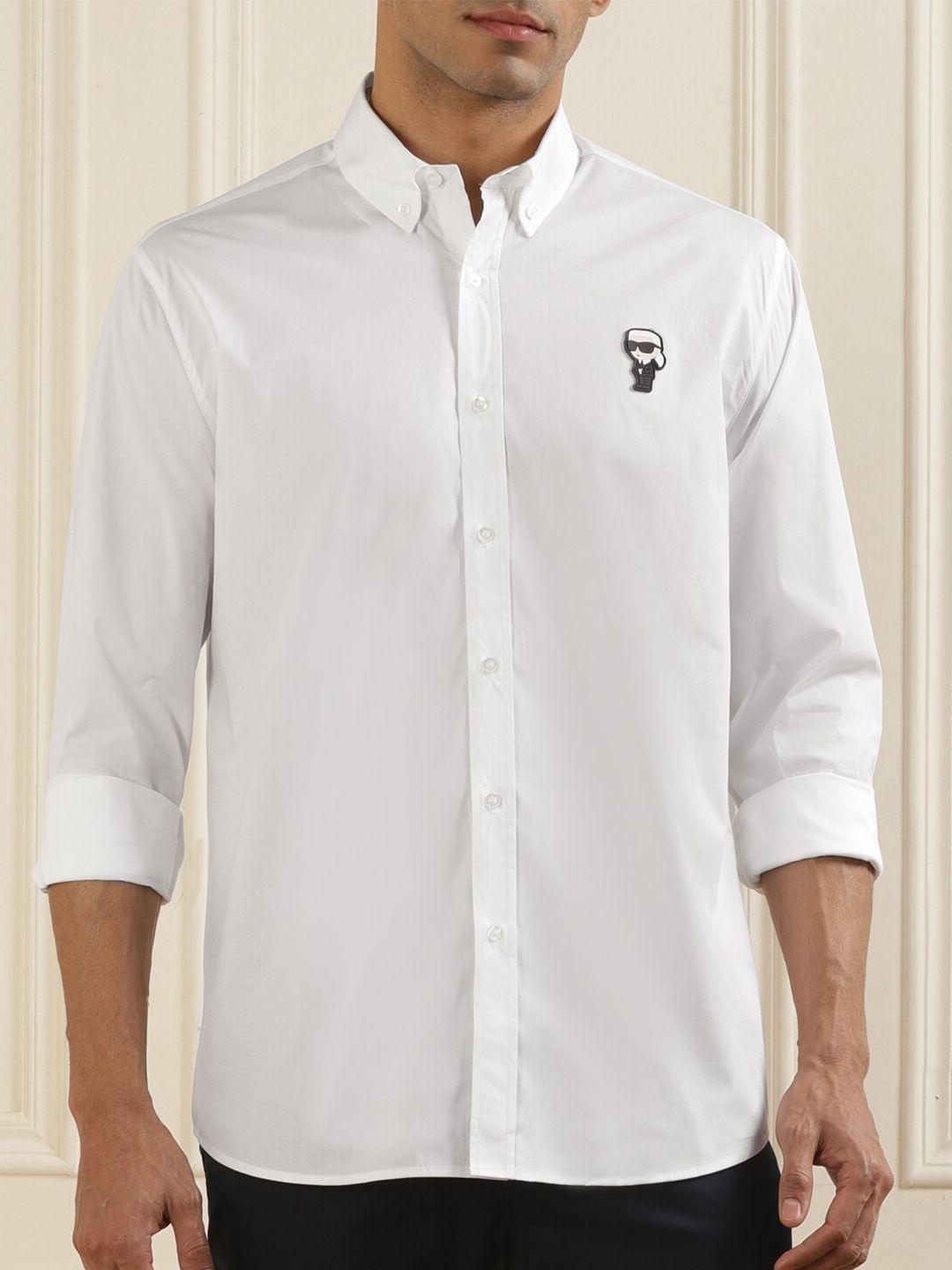 karl lagerfeld men white slim fit opaque formal shirt