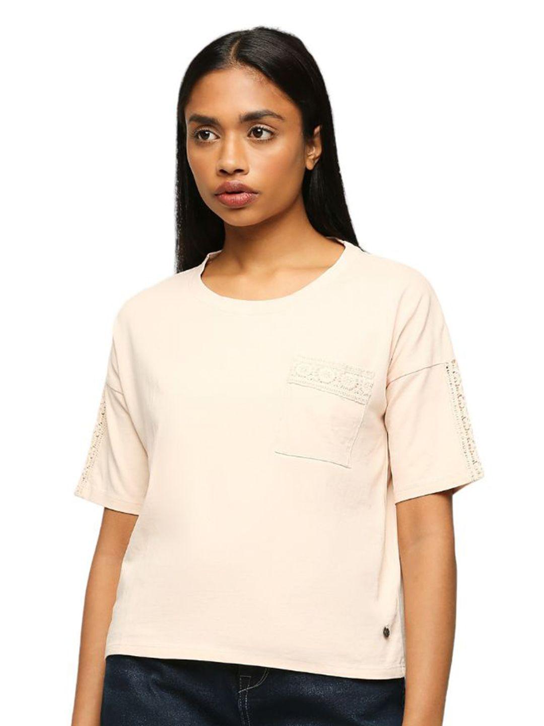 pepe jeans pure cotton drop-shoulder sleeves pockets t-shirt