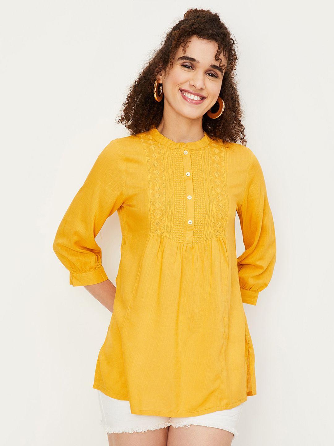 max mandarin collar a line kurti