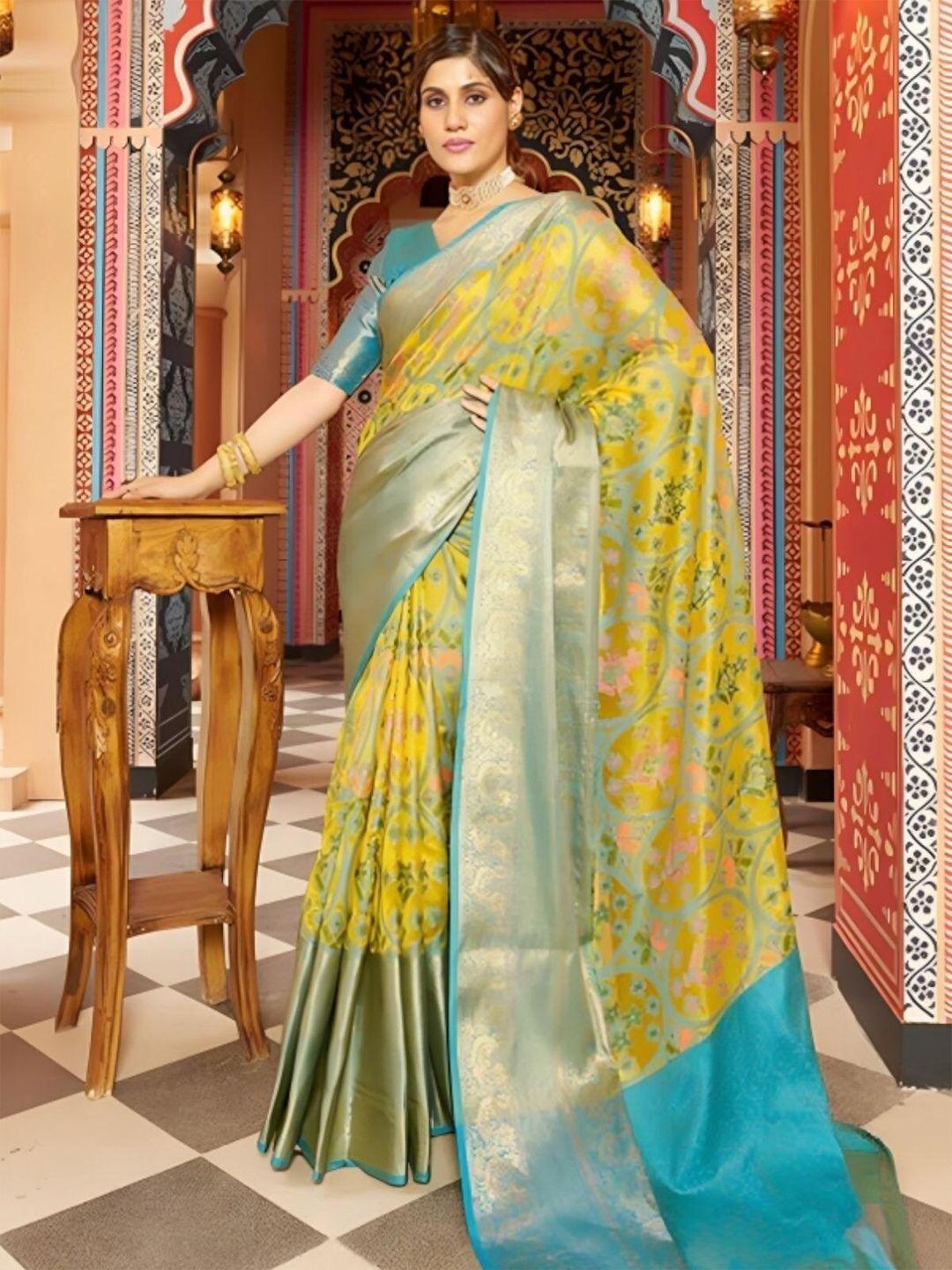 rangita floral woven design zari saree