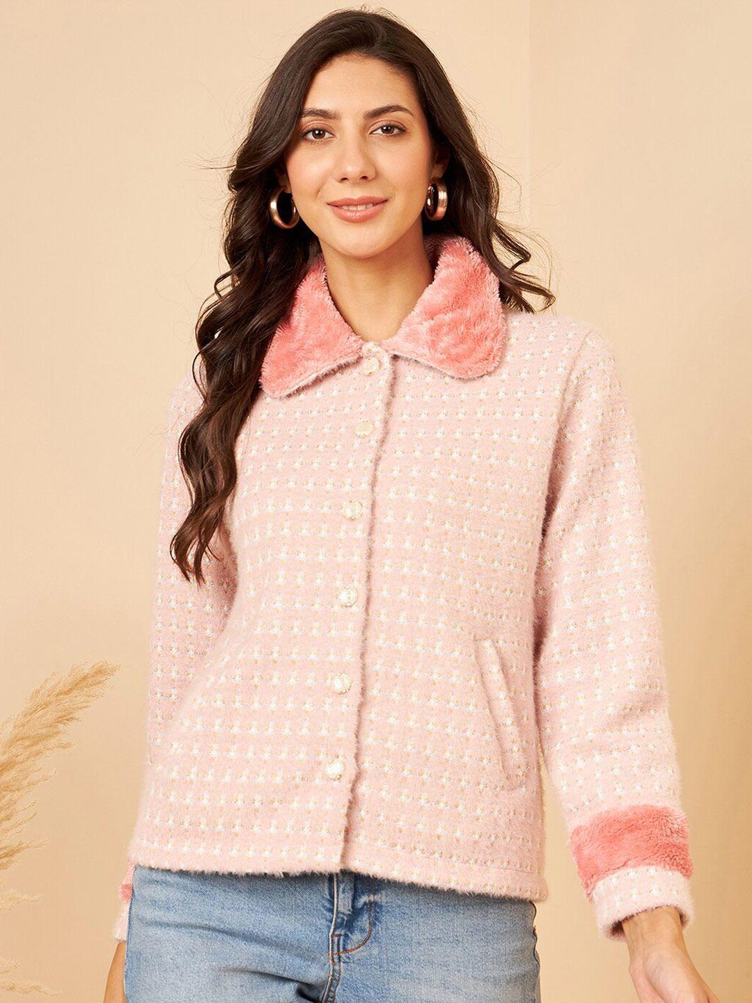 modeve boucle self design acrylic cardigan