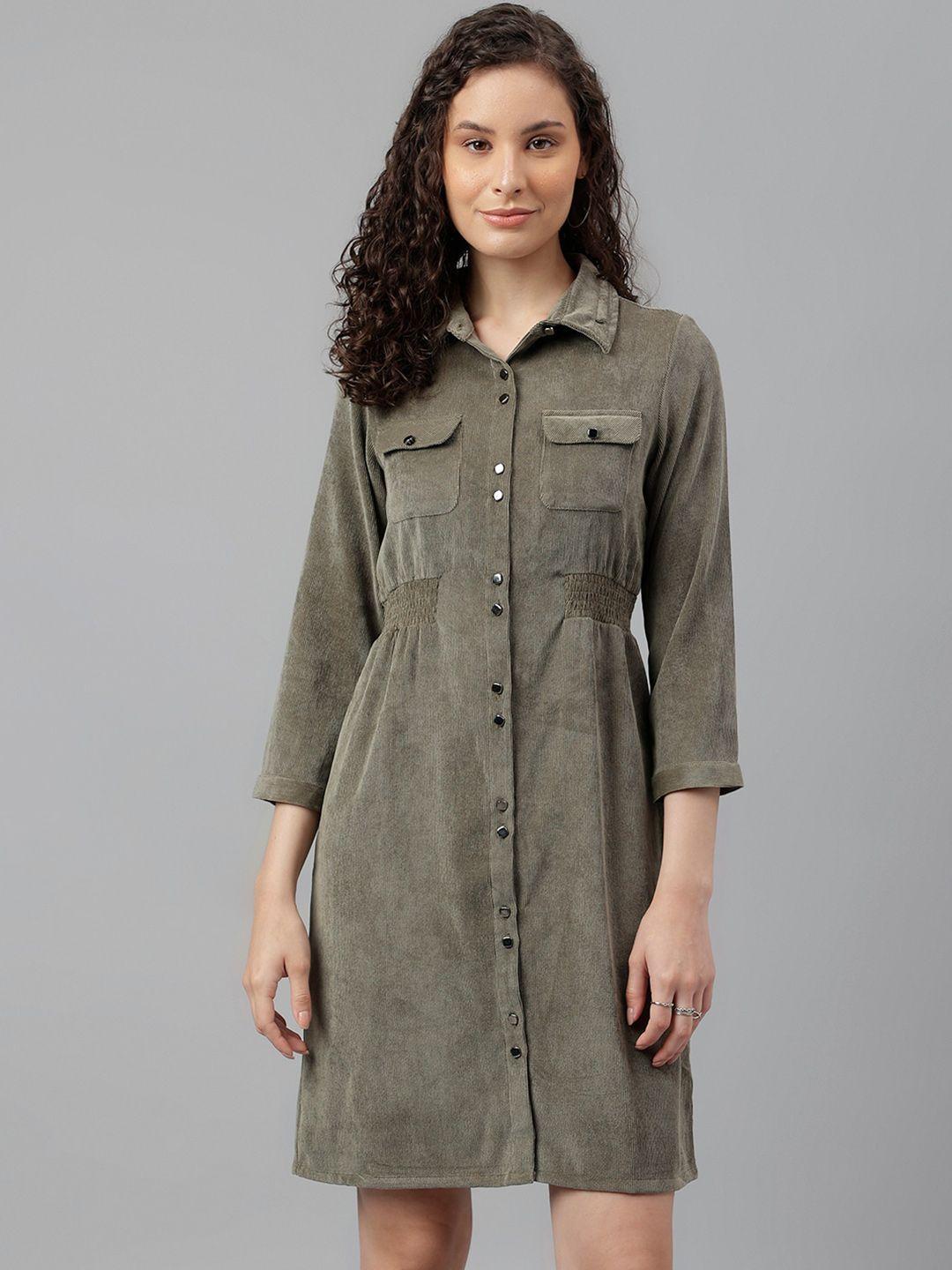 latin quarters smocked shirt style dress